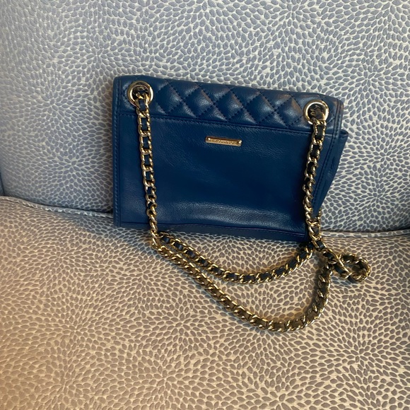Blue Rebecca Minkoff Purse withh gold chain - Picture 2 of 3